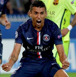 la joie de Marquinhos face au Barca